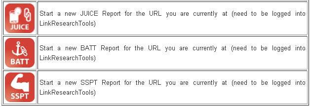 Useful Bookmarklets for Juice, BATT and SSPT.