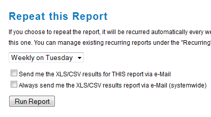 Recurring reports feature Recurring reports feature