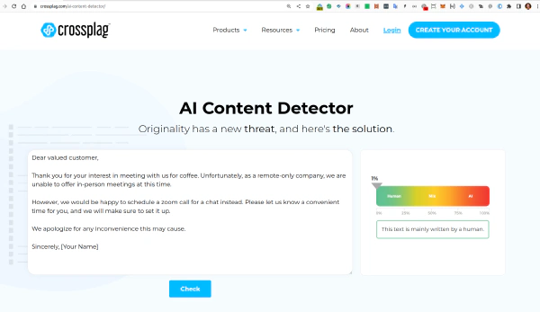 AI Content Detection with Crossplag