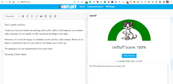AI Content Detection with Unfluff also fails