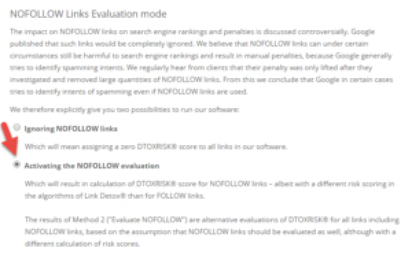 NoFollow Links Evaluation Mode in Link Detox