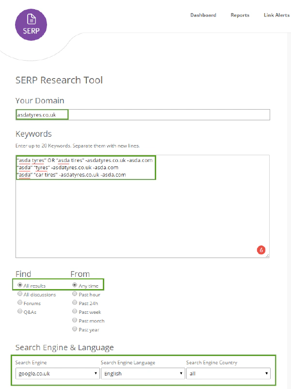 serp-report-settings