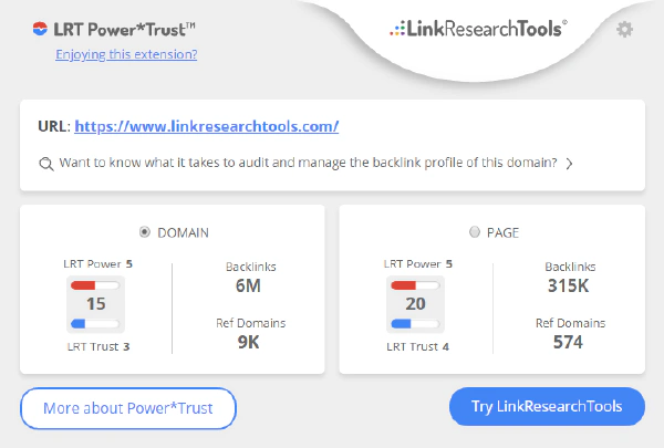 Power und Link Trust Messung in Chrome und Firefox