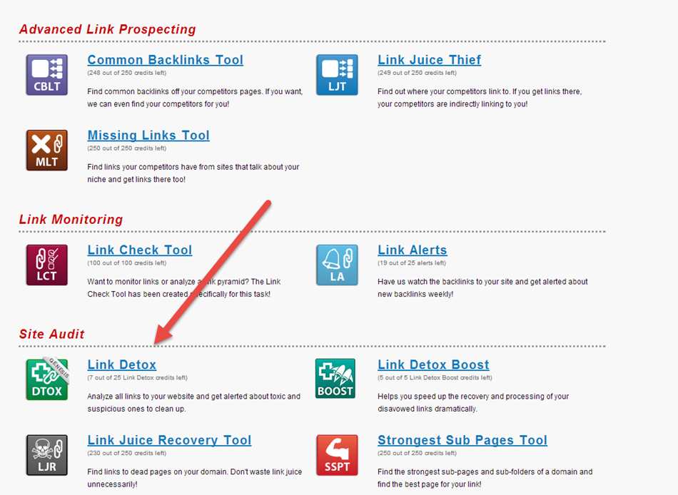 Link detox toolbox