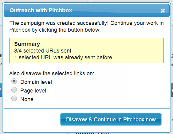 urls sent to pitchbox