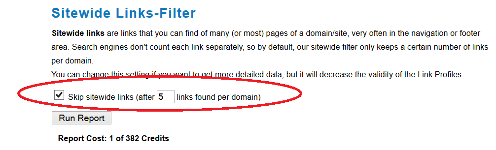 Sitewide Links Filter