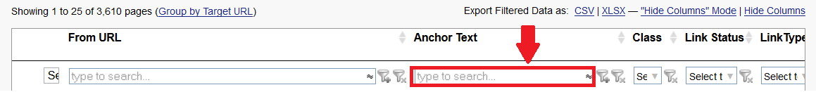 LRT Search for links by anchor text