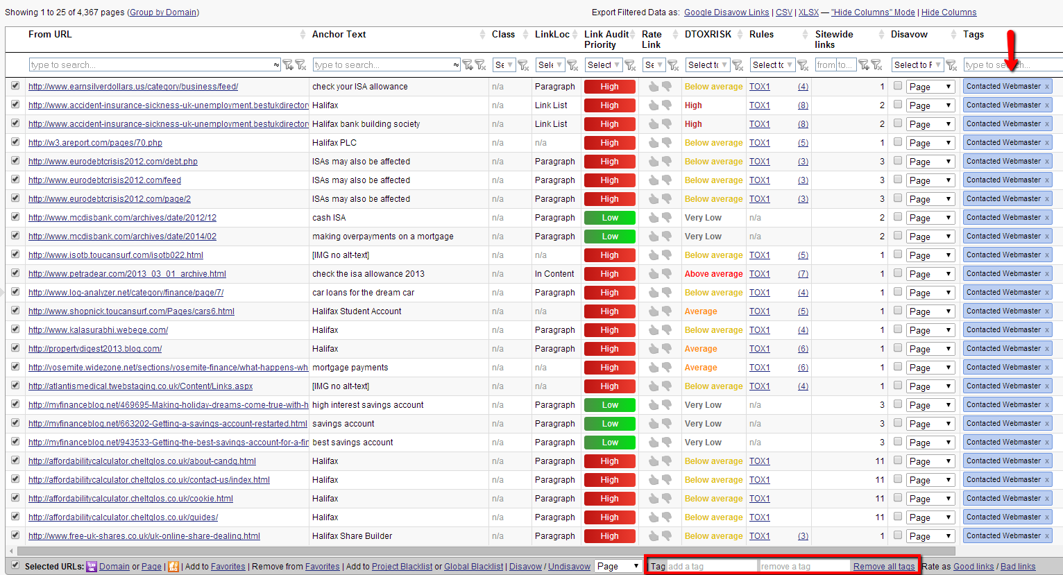 Link detox high risk links