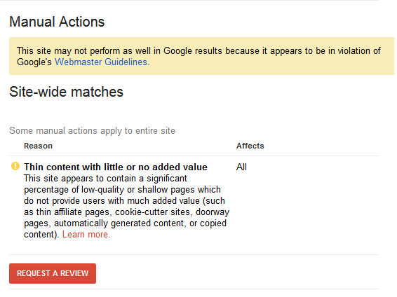 google-manual-action-thin-content